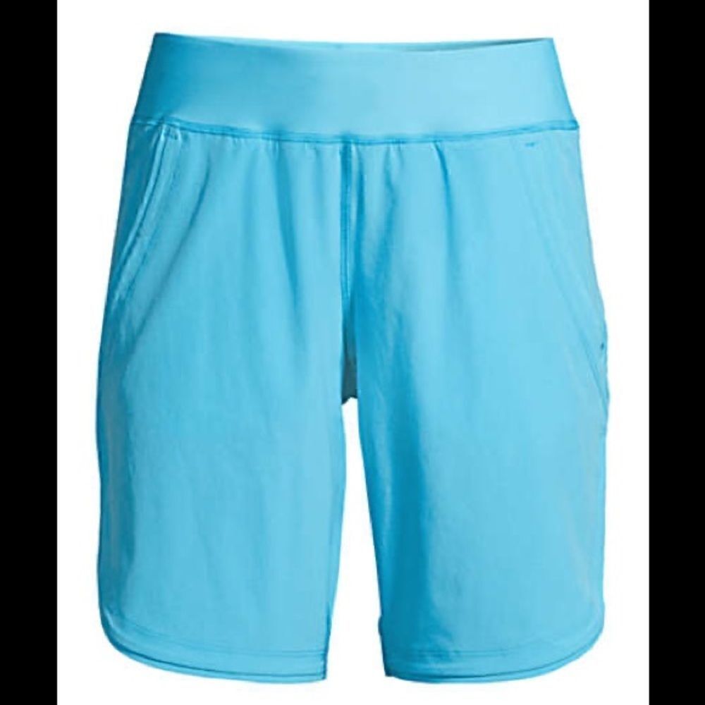 Land’s End swim quik dry shorts aqua  Turquiose color pockets 9" inseam Size 26W